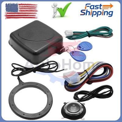 Car Ignition Switch 12V RFID Engine Start Push Button Keyless Entry Starter Kit