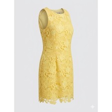 Eliza J Yellow Lace Sheath Dress Sleeveless Short Colorful Bright Garden Party