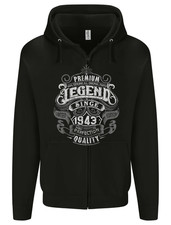 Premium Legend 80th Birthday 1943 Mens Zip Up Hoodie