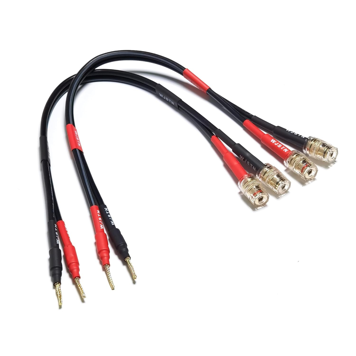WJSTN Speaker Cable with Banana Plug and Jack Connectors, Flex Pin Banana Plugs