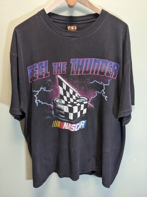 Vintage 90s Feel The Thunder NASCAR T-shirt XXL Black Racing Single Stitch USA