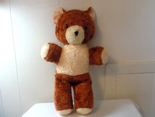 VTG 1950s 17 Inch 2 Tone Plush Teddy Bear W/Button Eyes/Cloth Nose/Foam Rubber