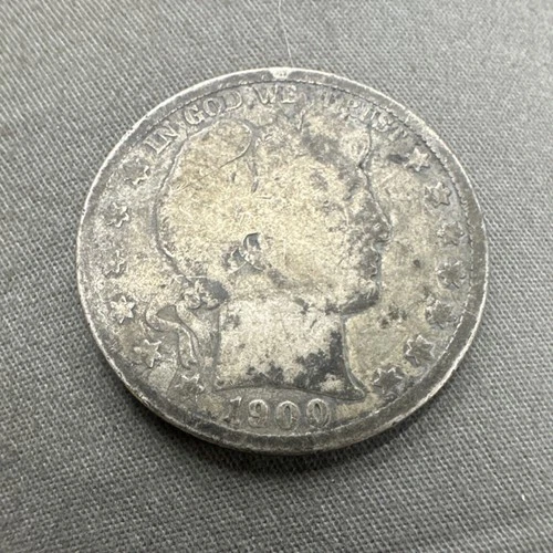 1900 Barber Half Dollar Silver Circulated 50C US Coin