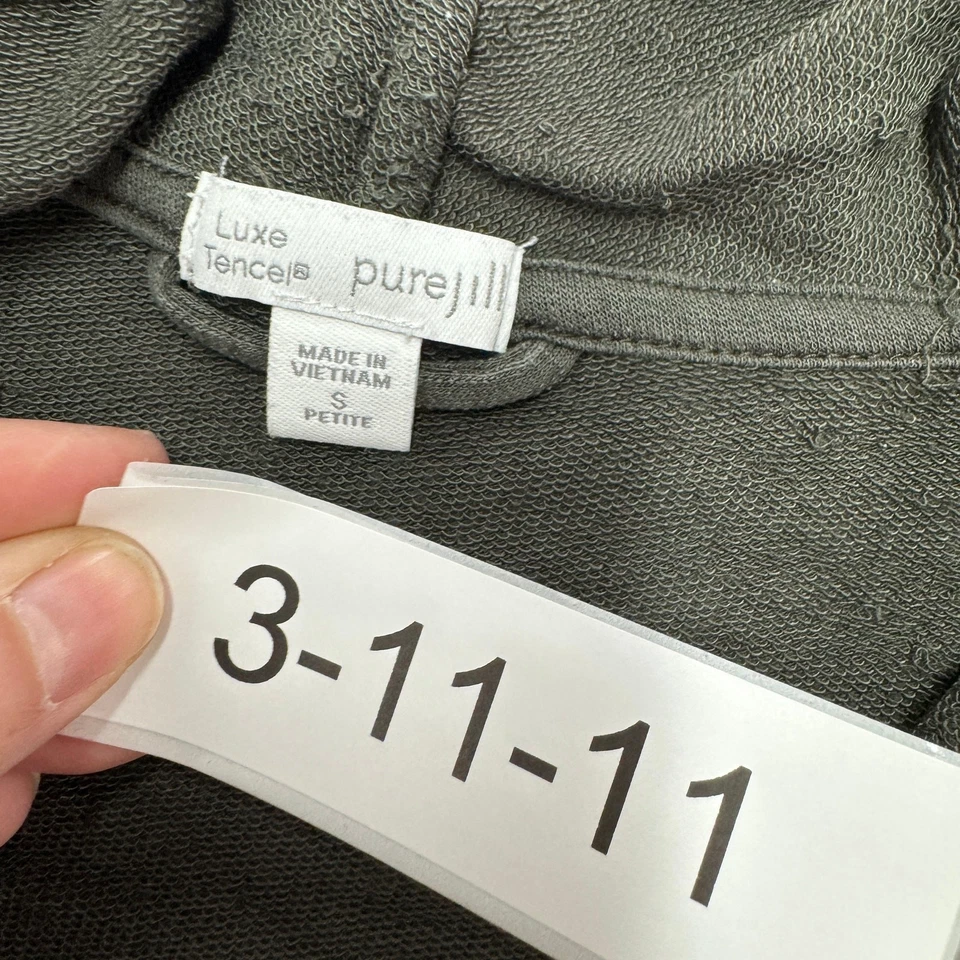 Cárdigan J.Jill Mujer Pequeño Pequeño Verde Oliva Frente Abierto Longline Mezcla Tencel Foto 4 de 4