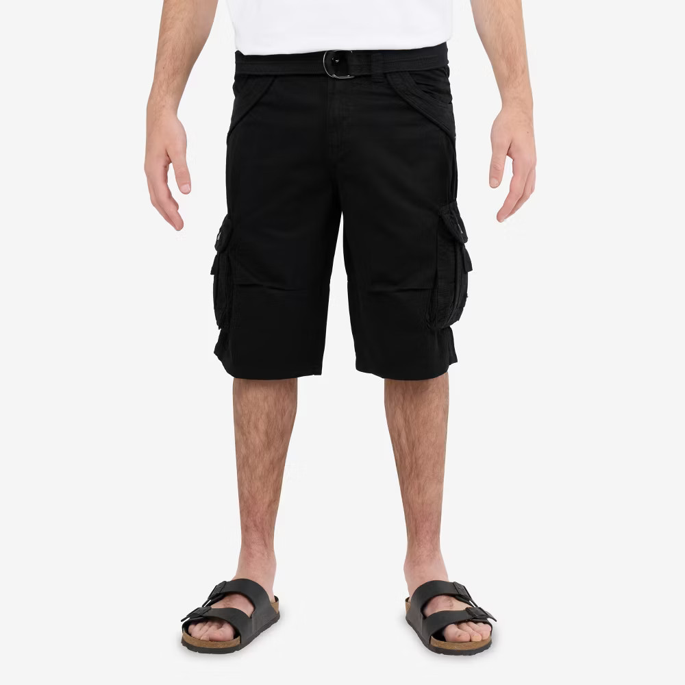 X RAY Men's Belted 12.5'' Inseam Knee Length Cargo Shorts (plus size
