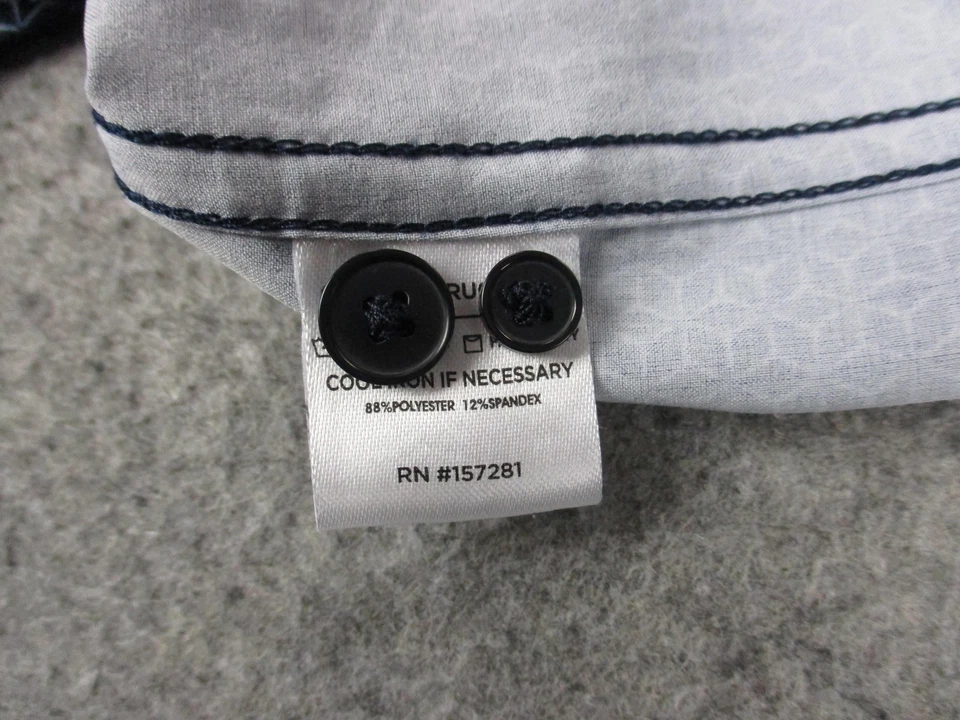 Mizzen+Main Shirt Mens Small Blue Leeward Trim Fit Performance Geometric Pattern - Image 4 of 4