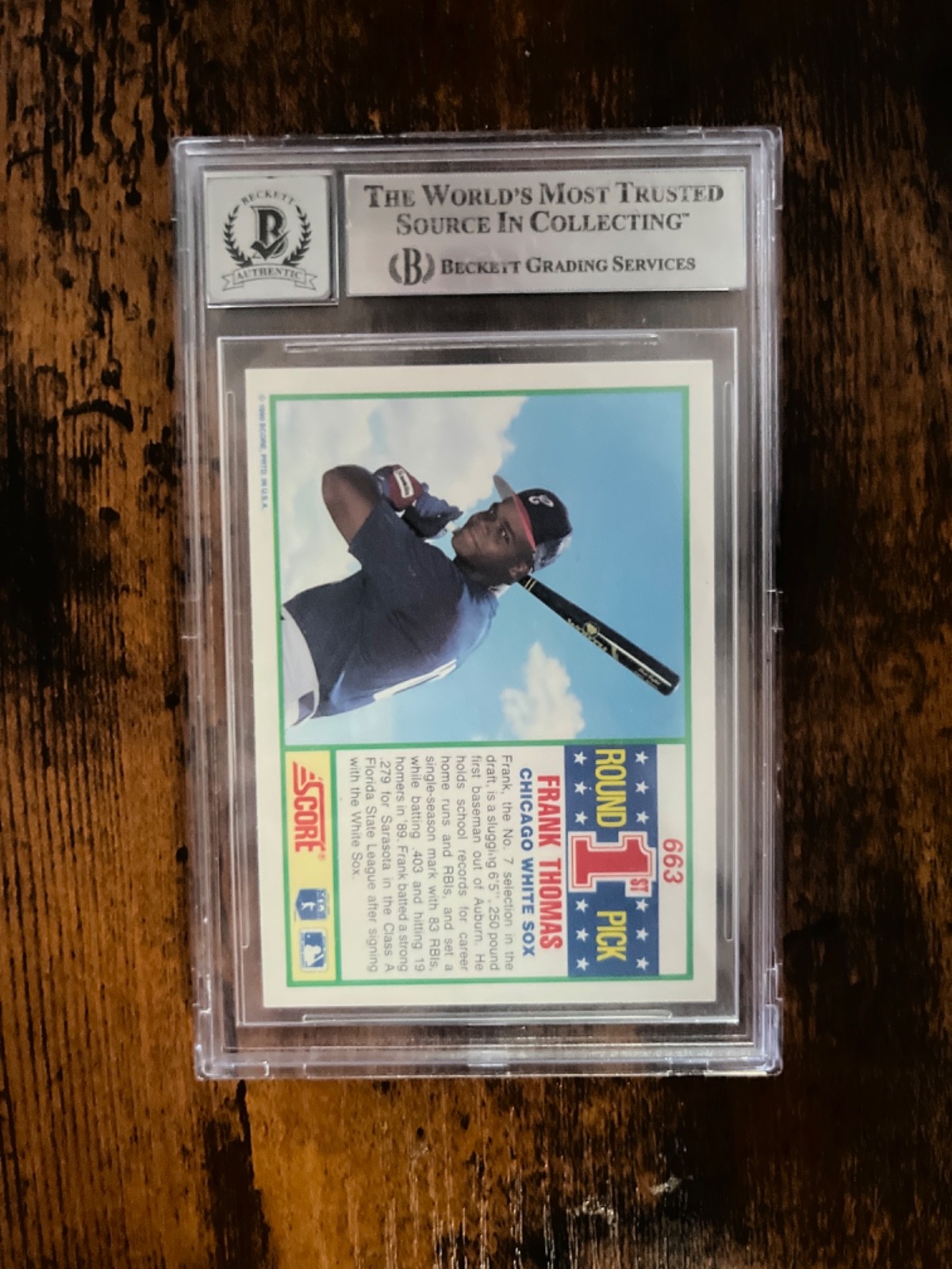 1990 Score #663 Frank Thomas Autograph RC Rookie BGS BAS Beckett 10 Auto view 2