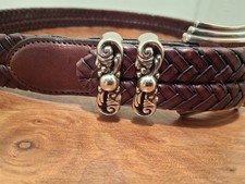 Brighton Braided Leather Belt. 32 in. Brown. Artistic Buckle.