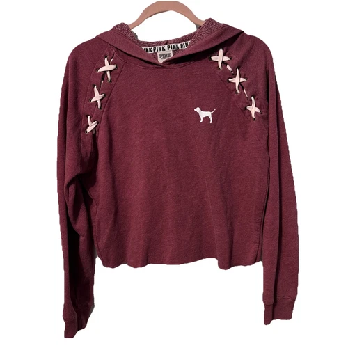 UNDERCOVER Felpa con cappuccio maglione cropped manica lunga ROSA marrone Victoria's Secret taglia M