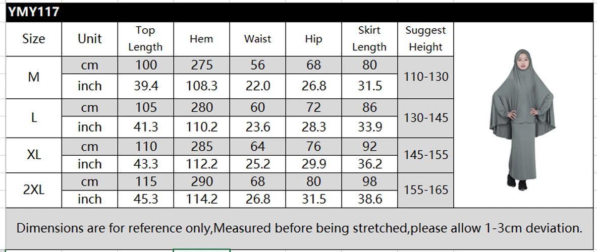 Ramadan Children Girls Overhead Khimar Hijab Prayer Dress Set Muslim Robe Burqa