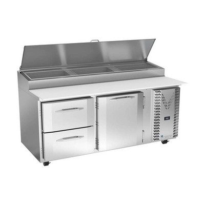 Victory VPPD72HC-2 72'' 2-Section Refrigerated Pizza Prep Table w/ 1 Door & 2 ...