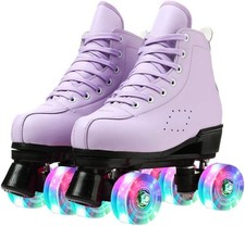 Women's High-top Roller Skates PU Leather Indoor/Outdoor Four-Wheel Skates