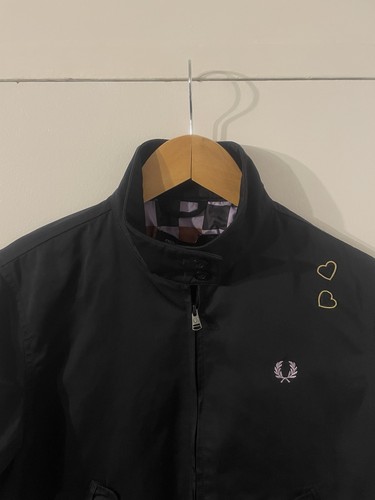 Bomber Fred Perry Amy Winehouse nero raso taglia 10 nuovo con etichette - Foto 7 di 21
