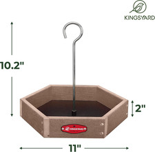 Heavy Duty Hanging Platform Bird Feeder Weatherproof, Recycled Plastic Tray with