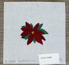 Handpainted Needlepoint Canvas  Small Poinsettia Flower   Read Description 