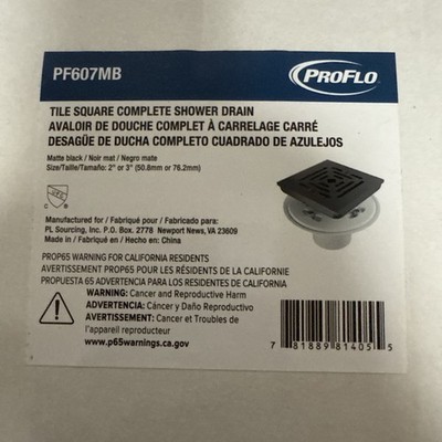 PROFLO PF607MB Square Shower Drain - Black