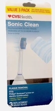 CVS Health Sonic Clean Replacement Screw On BrushHeads 3 Pack Removes Plaque
