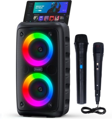 Karaoke Machine for Adults and Kids,Portable Bluetooth Speaker with 1 Wireless M