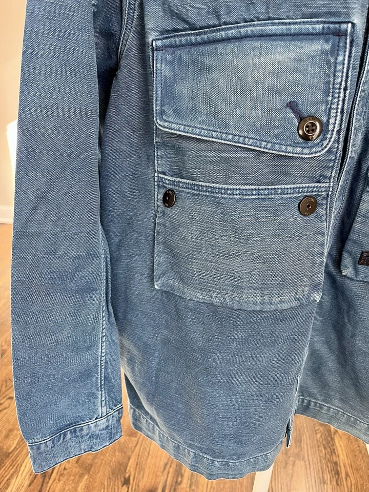 Sobrecamisa G-Star para hombre cruda utilitaria botón a presión azul índigo talla XXL NUEVA Foto 4 de 4