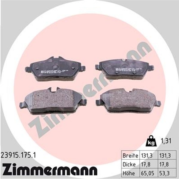 Zimmermann Bremsbelagsatz Scheibenbremse 23915.175.1 FüR Mini F56 F57 BMW F55 2-image