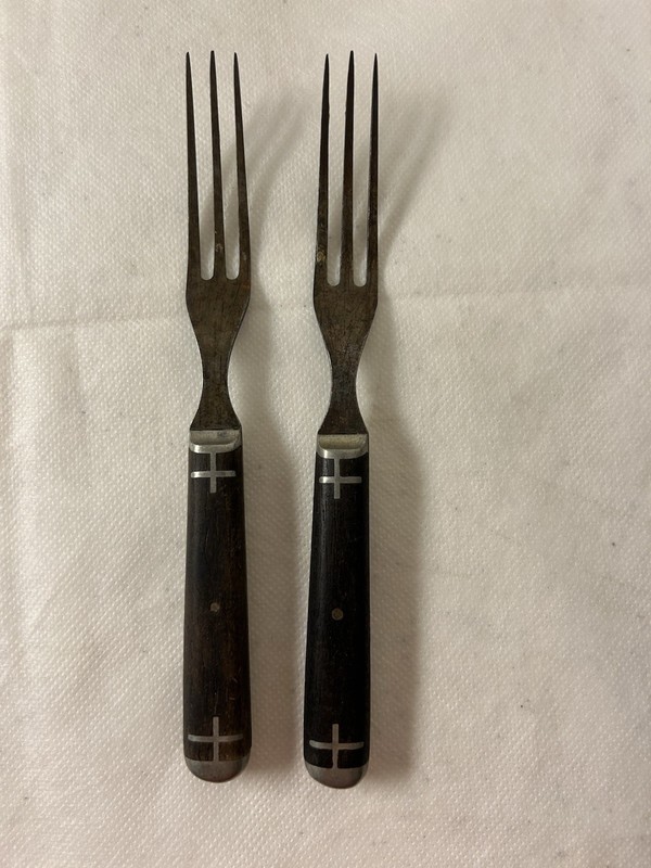 Two Matching Antique CIVIL WAR ERA THREE TINED FORKS