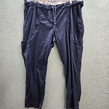Koi Stretch Women Scrub Pants XL Navy Blue Cargo Button 25" Inseam