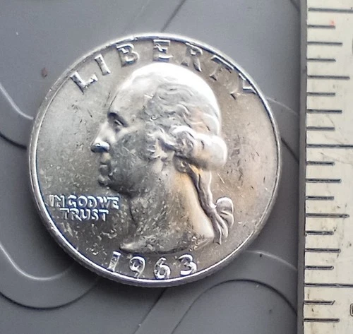 1963 D Washington Quarter 90% Silver 25c US Coin. Excellent condition