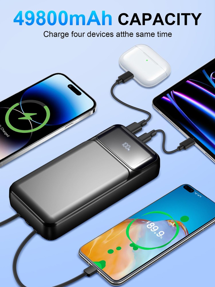 49800mAh Power Bank with 3 Ports for Fast Phone Charging On-The-Go