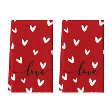 Red Love Heart Kitchen Towels Dish Towels, 18x26 Inch Wedding Farmhouse