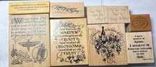 Lot Of 9 Wood Mounted Rubber Stamps Words Sayings Aging Garden Friendship July