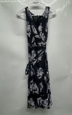 Tommy Hilfiger Womens Black Floral V-Neck Sleeveless Fit & Flare Dress Size 8