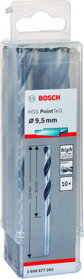 Bosch HSS PointTeQ 9.5mm Metal Tips Set 10 Pieces Drill Steel Iron Plastics