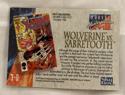 Wolverine vs Sabertooth 3D Card Sky Box Marvel Masterpieces | eBay