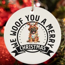 We Woof You A Merry Christmas Bullmastiff Dog Lover Ornament Gift Decor Hanging