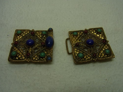 Ormolu with Stones Belt Buckle Antique German #CI - Picture 6 of 9