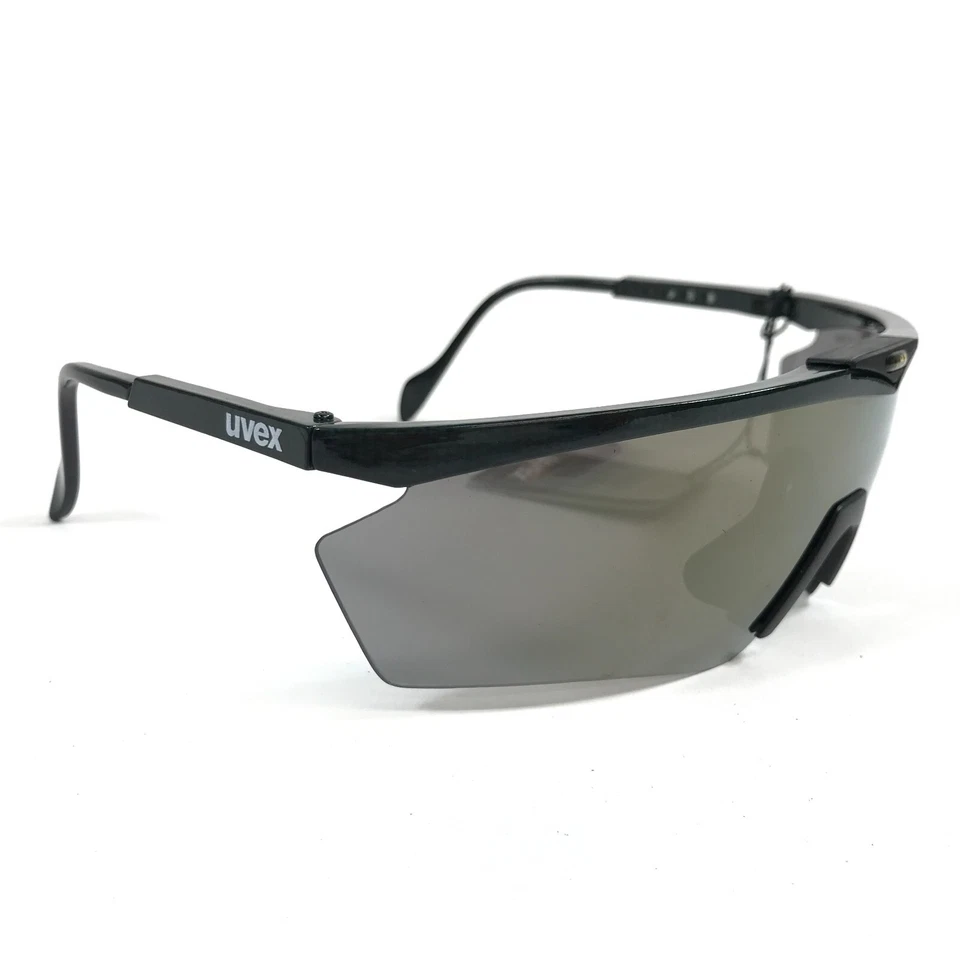Vintage Uvex Sunglasses Race Across Matte Black Shield Frames with Gray Lens - Image 3 of 4