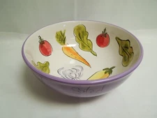 Large Salad Bowl Everything Kitchen Hand Painted & Hand Crafted 11" Diameter