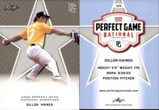 DILLON HAINES 2020 LEAF PERFECT GAME NATIONAL SHOWCASE ROOKIE CARD #229