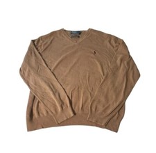 Polo Ralph Lauren Pima Cotton Sweater Mens XL Brown V Neck Long Sleeve