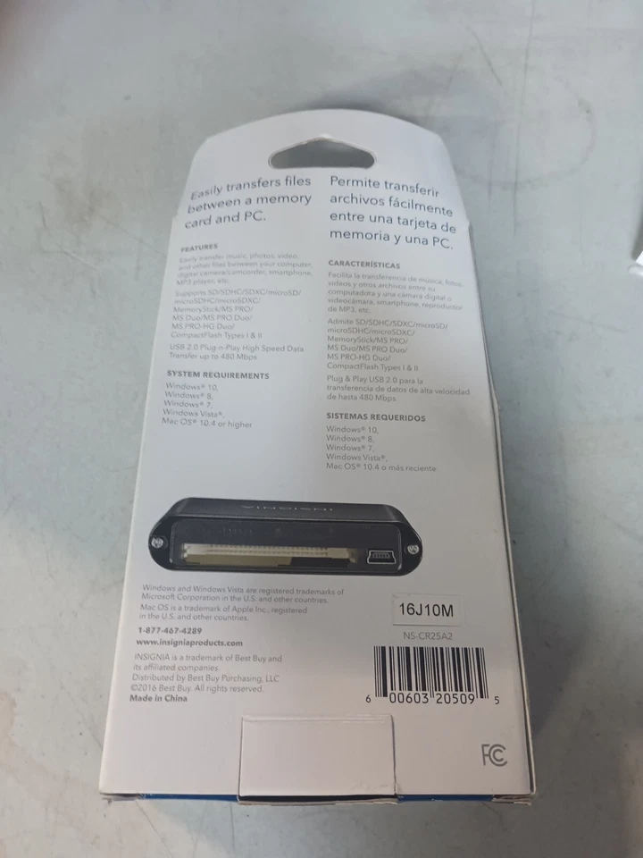 Insignia USB 2.0 All-In-One Memory Card Reader NS-CR25A2 Open Box - Image 3 of 4