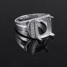 Semi Mount Men s Ring 925 Sterling Silver Ring Stone Setting Size 14X10 MM Oval