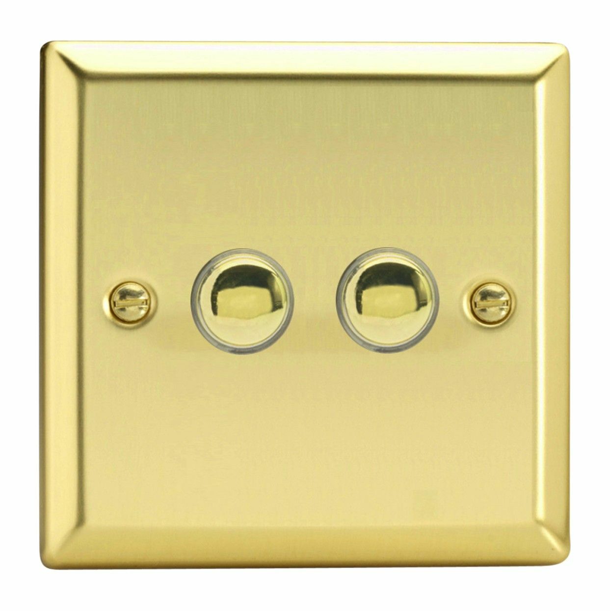 Varilight XVP2 Victorian Polished Brass 2 Gang 6A 1 or 2 Way Push Impulse Switch