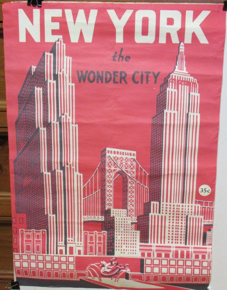 NEW YORK THE WONDER CITY RED COLOR POSTER | eBay