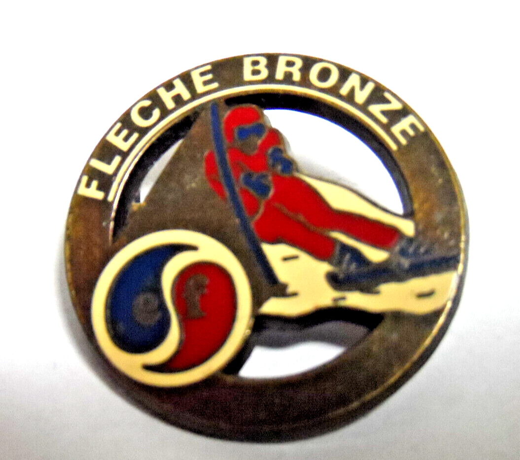 SUPERBE INSIGNE, BROCHE médaille école ski international, CRISTAL de D'argent EUR 7,90 - FR