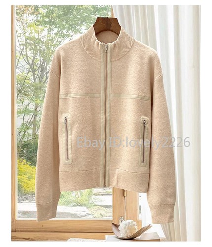 LP Damen Herbst/Winter Leder Wolle Reißverschluss Freizeit Cardigan Langarm Jacke - Bild 9 von 26