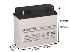 SigmasTek Replacement 12 Volt 18 AH NB Terminal FirstPower FP12180HR SLA Battery