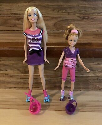Barbie and Stacie Rollerskating Dolls, Outfits, and Helmets