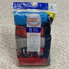 Wonder Nation Boys Boxer Briefs sz M Multicolor Soft Cotton Tagless 5 Pack NEW