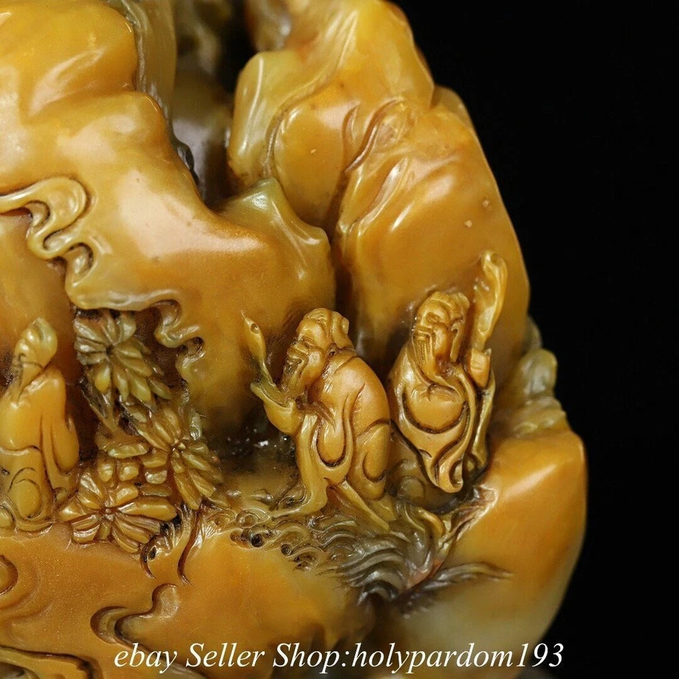 Figura de árbol de montaña tallada en piedra china Tianhuang Shoushan de 4,6" sello Foto 4 de 4