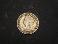 VINTAGE 1895 QUEEN VICTORIA 3 PENCE UK GREAT BRITAIN ENGLAND SILVER COIN